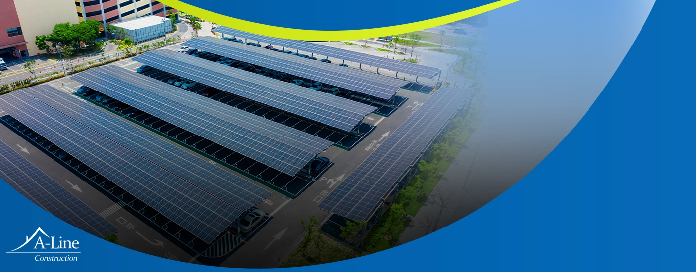 Installing solar photovoltaic panel system on roof of car park